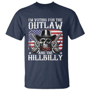 Trump Vance 2024 T Shirt I'm Voting For The Outlaw And The Hillbilly Western Cowboy Gun US Flag TS11 Navy Print Your Wear