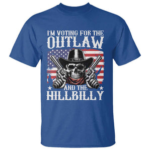 Trump Vance 2024 T Shirt I'm Voting For The Outlaw And The Hillbilly Western Cowboy Gun US Flag TS11 Royal Blue Print Your Wear