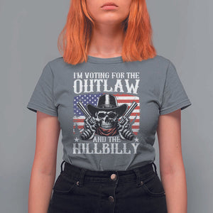 Trump Vance 2024 T Shirt For Women I'm Voting For The Outlaw And The Hillbilly Western Cowboy Gun US Flag TS11 Charcoal Print Your Wear