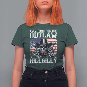 Trump Vance 2024 T Shirt For Women I'm Voting For The Outlaw And The Hillbilly Western Cowboy Gun US Flag TS11 Dark Forest Green Print Your Wear