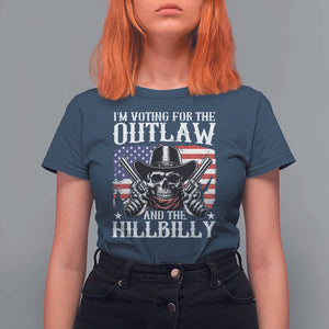 Trump Vance 2024 T Shirt For Women I'm Voting For The Outlaw And The Hillbilly Western Cowboy Gun US Flag TS11 Navy Print Your Wear