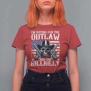 Trump Vance 2024 T Shirt For Women I'm Voting For The Outlaw And The Hillbilly Western Cowboy Gun US Flag TS11 Red Print Your Wear