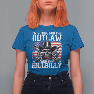 Trump Vance 2024 T Shirt For Women I'm Voting For The Outlaw And The Hillbilly Western Cowboy Gun US Flag TS11 Royal Blue Print Your Wear