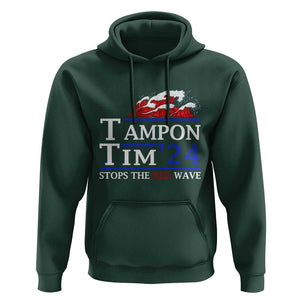 Funny Walz Hoodie Tampon Tim'24 Stops The Red Wave American Election TS11 Dark Forest Green Print Your Wear