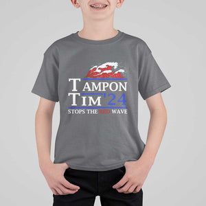 Funny Walz T Shirt For Kid Tampon Tim'24 Stops The Red Wave American Election TS11 Charcoal Print Your Wear