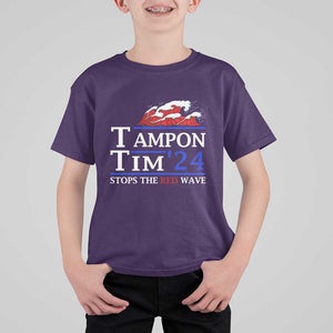 Funny Walz T Shirt For Kid Tampon Tim'24 Stops The Red Wave American Election TS11 Purple Print Your Wear