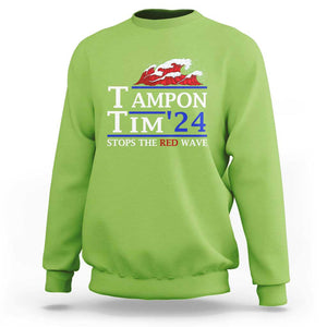 Funny Walz Sweatshirt Tampon Tim'24 Stops The Red Wave American Election TS11 Lime Print Your Wear