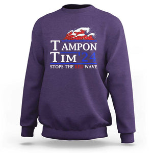 Funny Walz Sweatshirt Tampon Tim'24 Stops The Red Wave American Election TS11 Purple Print Your Wear