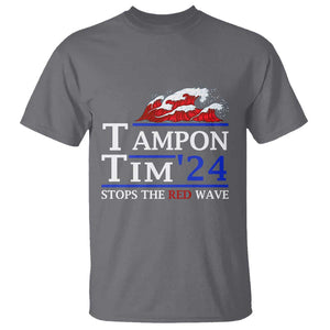 Funny Walz T Shirt Tampon Tim'24 Stops The Red Wave American Election TS11 Charcoal Print Your Wear