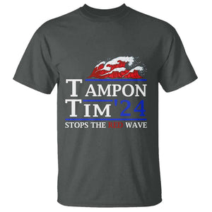 Funny Walz T Shirt Tampon Tim'24 Stops The Red Wave American Election TS11 Dark Heather Print Your Wear