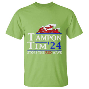 Funny Walz T Shirt Tampon Tim'24 Stops The Red Wave American Election TS11 Lime Print Your Wear