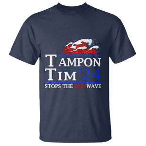 Funny Walz T Shirt Tampon Tim'24 Stops The Red Wave American Election TS11 Navy Print Your Wear