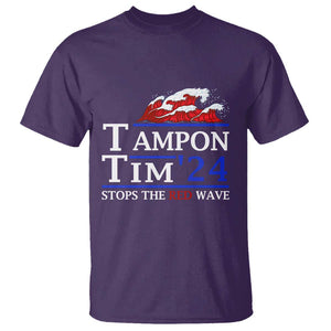 Funny Walz T Shirt Tampon Tim'24 Stops The Red Wave American Election TS11 Purple Print Your Wear