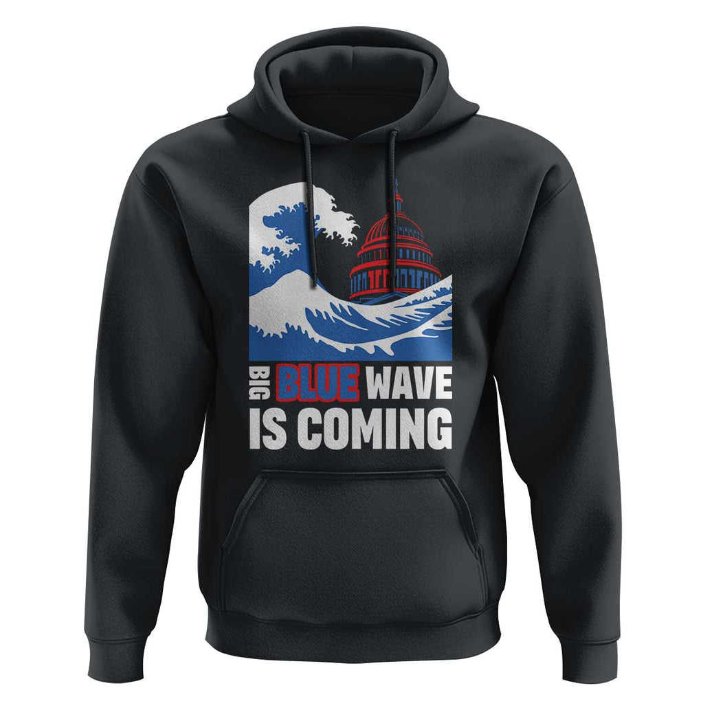 Harris Walz Supporter Hoodie Big Blue Wave Is Coming TS11 Black Print Your Wear