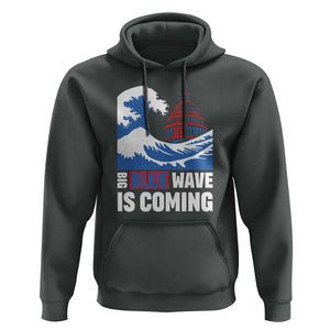 Harris Walz Supporter Hoodie Big Blue Wave Is Coming TS11 Dark Heather Print Your Wear