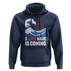 Harris Walz Supporter Hoodie Big Blue Wave Is Coming TS11 Navy Print Your Wear