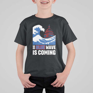 Harris Walz Supporter T Shirt For Kid Big Blue Wave Is Coming TS11 Black Print Your Wear