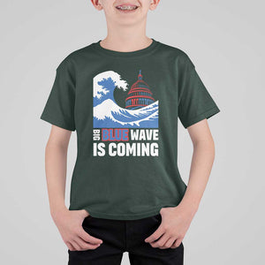 Harris Walz Supporter T Shirt For Kid Big Blue Wave Is Coming TS11 Dark Forest Green Print Your Wear