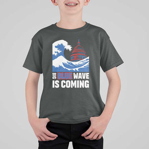 Harris Walz Supporter T Shirt For Kid Big Blue Wave Is Coming TS11 Dark Heather Print Your Wear