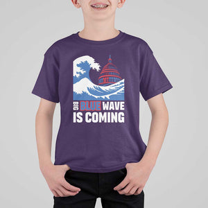 Harris Walz Supporter T Shirt For Kid Big Blue Wave Is Coming TS11 Purple Print Your Wear