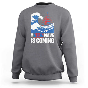 Harris Walz Supporter Sweatshirt Big Blue Wave Is Coming TS11 Charcoal Print Your Wear