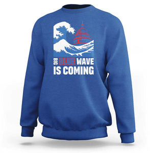 Harris Walz Supporter Sweatshirt Big Blue Wave Is Coming TS11 Royal Blue Print Your Wear