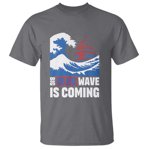 Harris Walz Supporter T Shirt Big Blue Wave Is Coming TS11 Charcoal Print Your Wear