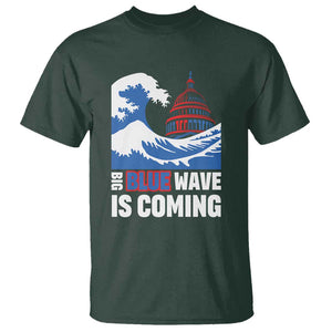 Harris Walz Supporter T Shirt Big Blue Wave Is Coming TS11 Dark Forest Green Print Your Wear