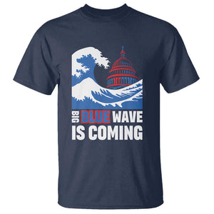 Harris Walz Supporter T Shirt Big Blue Wave Is Coming TS11 Navy Print Your Wear