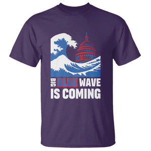 Harris Walz Supporter T Shirt Big Blue Wave Is Coming TS11 Purple Print Your Wear