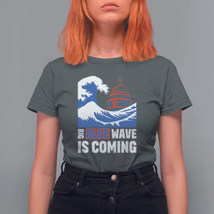 Harris Walz Supporter T Shirt For Women Big Blue Wave Is Coming TS11 Dark Heather Print Your Wear