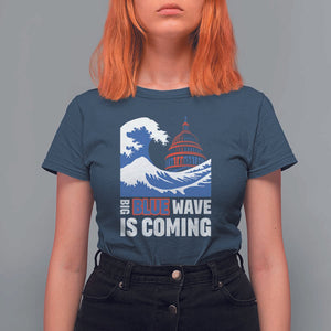 Harris Walz Supporter T Shirt For Women Big Blue Wave Is Coming TS11 Navy Print Your Wear