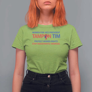 Tim Walz T Shirt For Women Tampon Tim Protect Women Rights Stop Misogynistic Weirdos USA Flag TS11 Lime Print Your Wear