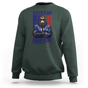 Funny Bigfoot Election Sweatshirt Vote For Bigfoot A Candidate You Can Believe In 2024 TS11 Dark Forest Green Print Your Wear