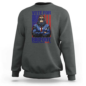 Funny Bigfoot Election Sweatshirt Vote For Bigfoot A Candidate You Can Believe In 2024 TS11 Dark Heather Print Your Wear