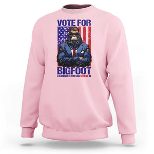 Funny Bigfoot Election Sweatshirt Vote For Bigfoot A Candidate You Can Believe In 2024 TS11 Light Pink Print Your Wear