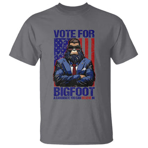 Funny Bigfoot Election T Shirt Vote For Bigfoot A Candidate You Can Believe In 2024 TS11 Charcoal Print Your Wear