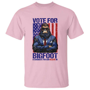 Funny Bigfoot Election T Shirt Vote For Bigfoot A Candidate You Can Believe In 2024 TS11 Light Pink Print Your Wear