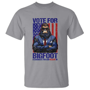 Funny Bigfoot Election T Shirt Vote For Bigfoot A Candidate You Can Believe In 2024 TS11 Sport Gray Print Your Wear