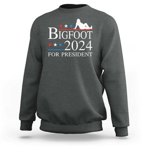 Funny Bigfoot For President Sweatshirt Vote Sexy Sasquatch American Flag Star TS11 Dark Heather Print Your Wear