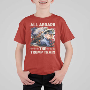 Trump Supporter 2024 T Shirt For Kid All Aboard The Trump Train USA American Flag TS11 Red Print Your Wear