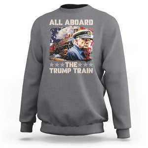 Trump Supporter 2024 Sweatshirt All Aboard The Trump Train USA American Flag TS11 Charcoal Print Your Wear