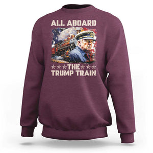 Trump Supporter 2024 Sweatshirt All Aboard The Trump Train USA American Flag TS11 Maroon Print Your Wear