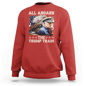 Trump Supporter 2024 Sweatshirt All Aboard The Trump Train USA American Flag TS11 Red Print Your Wear