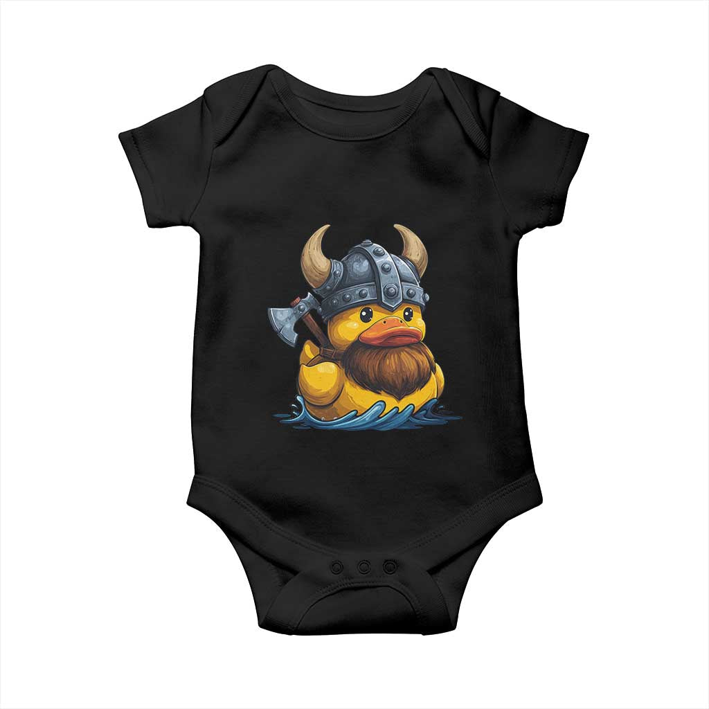 Rubber Duck Viking Warrior Norse Mythology Baby Onesie TS11 Black Print Your Wear