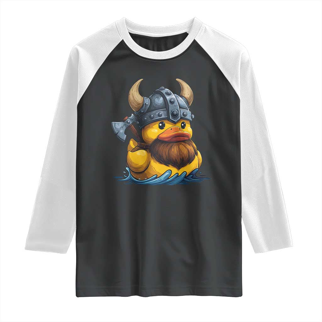 Rubber Duck Viking Warrior Norse Mythology Raglan Shirt TS11 Black White Print Your Wear