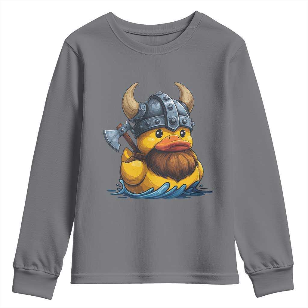 Rubber Duck Viking Warrior Norse Mythology Youth Sweatshirt TS11 Charcoal Print Your Wear
