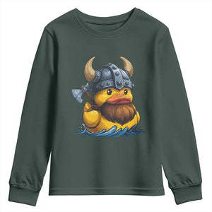 Rubber Duck Viking Warrior Norse Mythology Youth Sweatshirt TS11 Dark Forest Green Print Your Wear