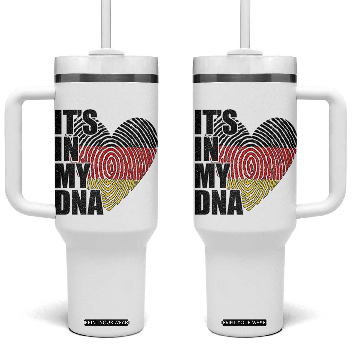 German Pride Tumbler With Handle It Is In My DNA Patriotic Germany Flag TS11 One Size: 40 oz White Print Your Wear