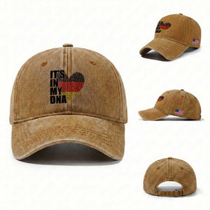 German Pride Washed Cotton Baseball Cap It Is In My DNA Patriotic Germany Flag TS11 Washed Cap Universal Fit Yellow Ochre Print Your Wear